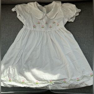 Lil Cactus White Dress with Floral Embroidery-3T